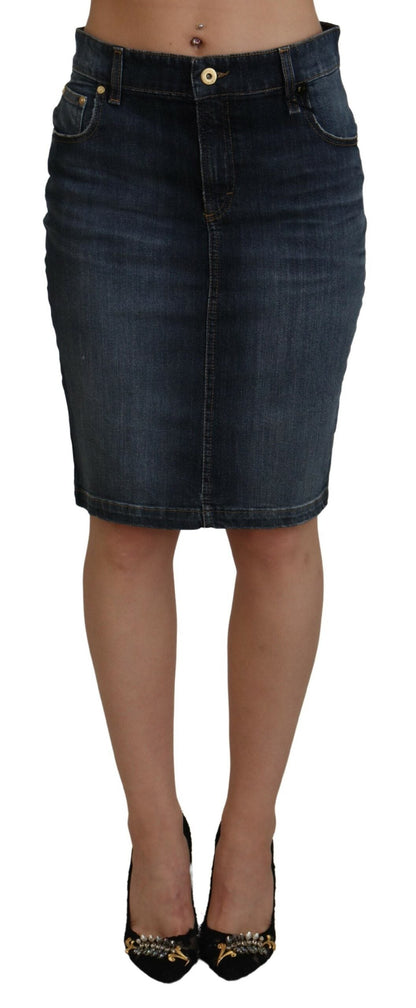 Fiorucci Chic Mid Waist Dark Blue Denim Skirt - IT40|S