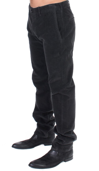 GF Ferre Elegant Black Cotton Corduroy Pants - IT48 | M