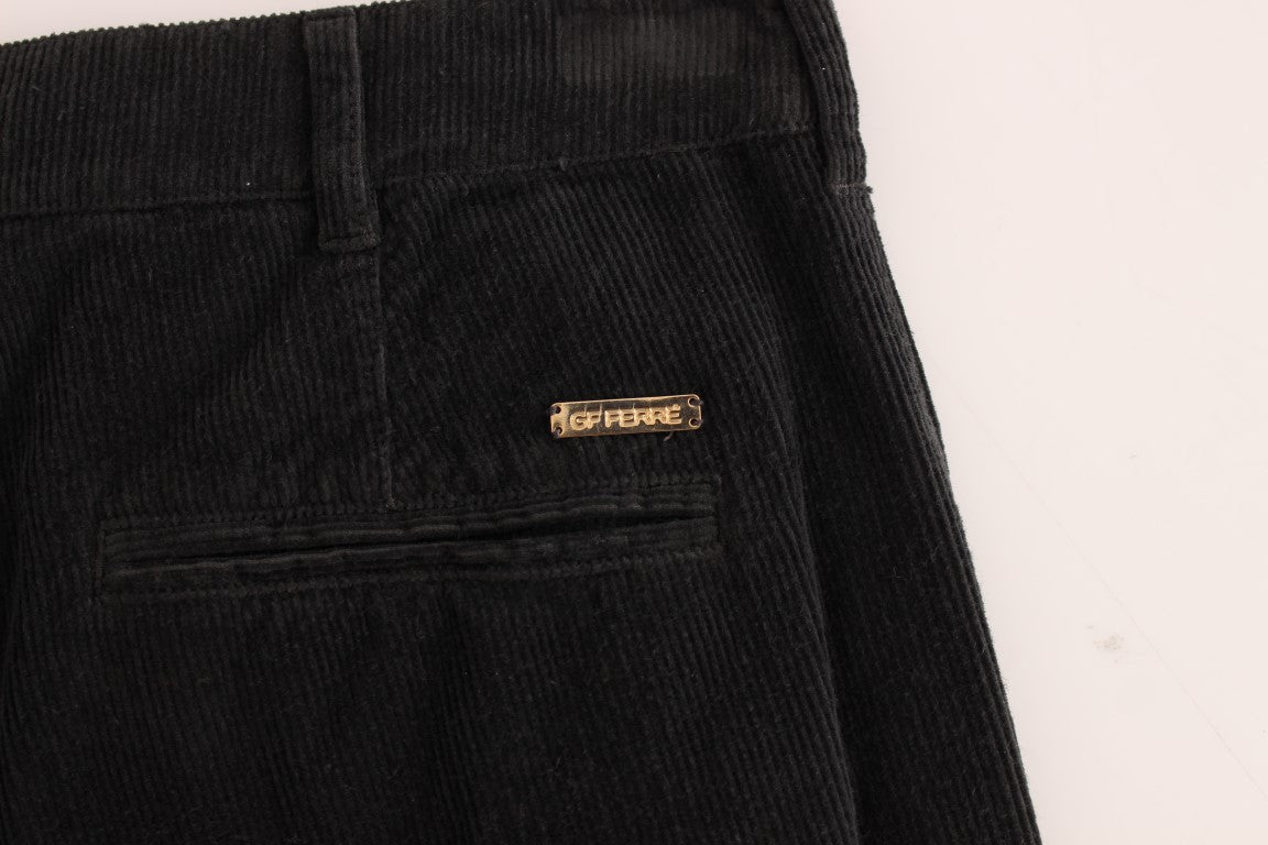 GF Ferre Elegant Black Cotton Corduroy Pants - IT48 | M