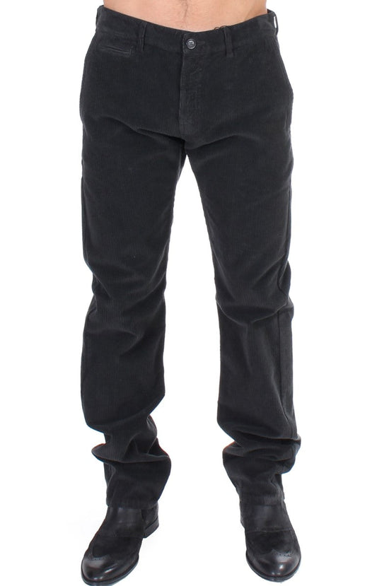 GF Ferre Elegant Black Cotton Corduroy Pants - IT48 | M