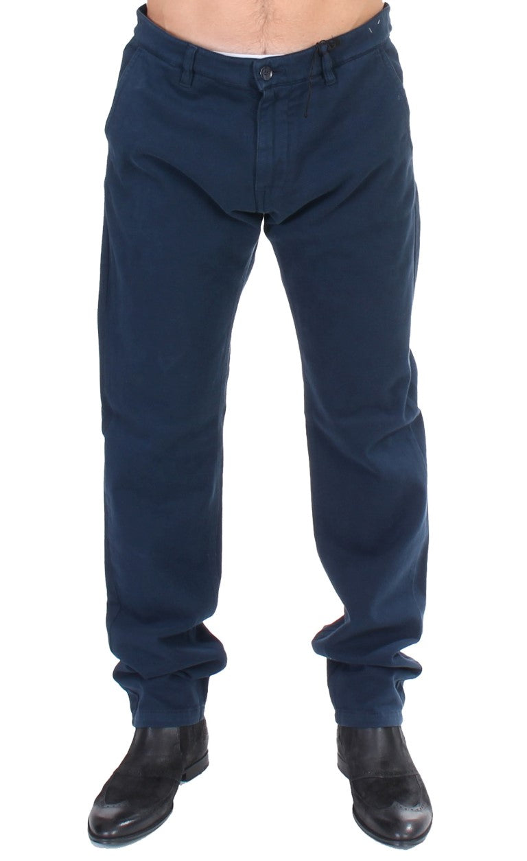 GF Ferre Elegant Blue Cotton Stretch Chinos - IT48 | M