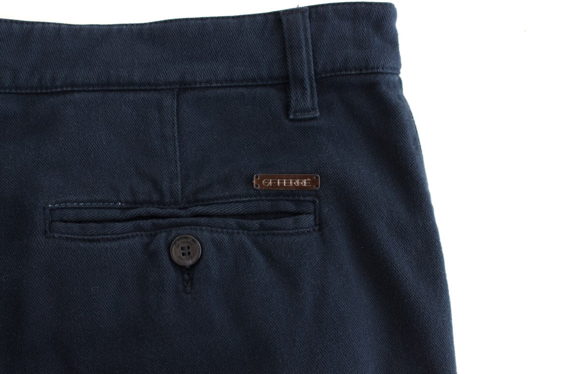 GF Ferre Elegant Blue Cotton Stretch Chinos - IT48 | M