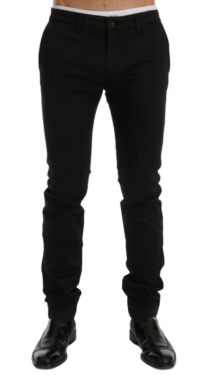 GF Ferre Elegant Slim Fit Black Cotton Trousers - IT54 | XXL