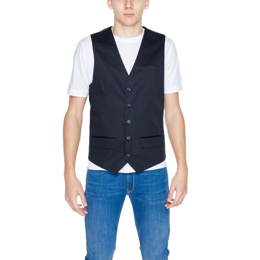 Gianni Lupo Black Cotton Vest - IT52 | XL