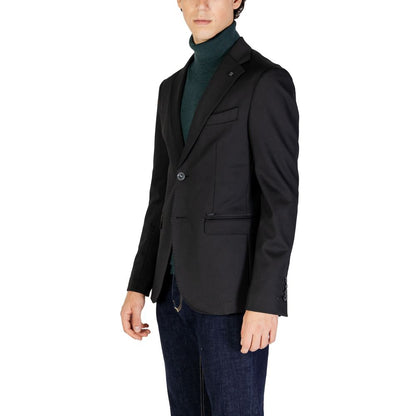 Gianni Lupo Black Polyester Blazer - IT54 | XXL