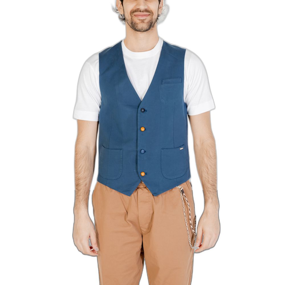 Gianni Lupo Blue Cotton Vest