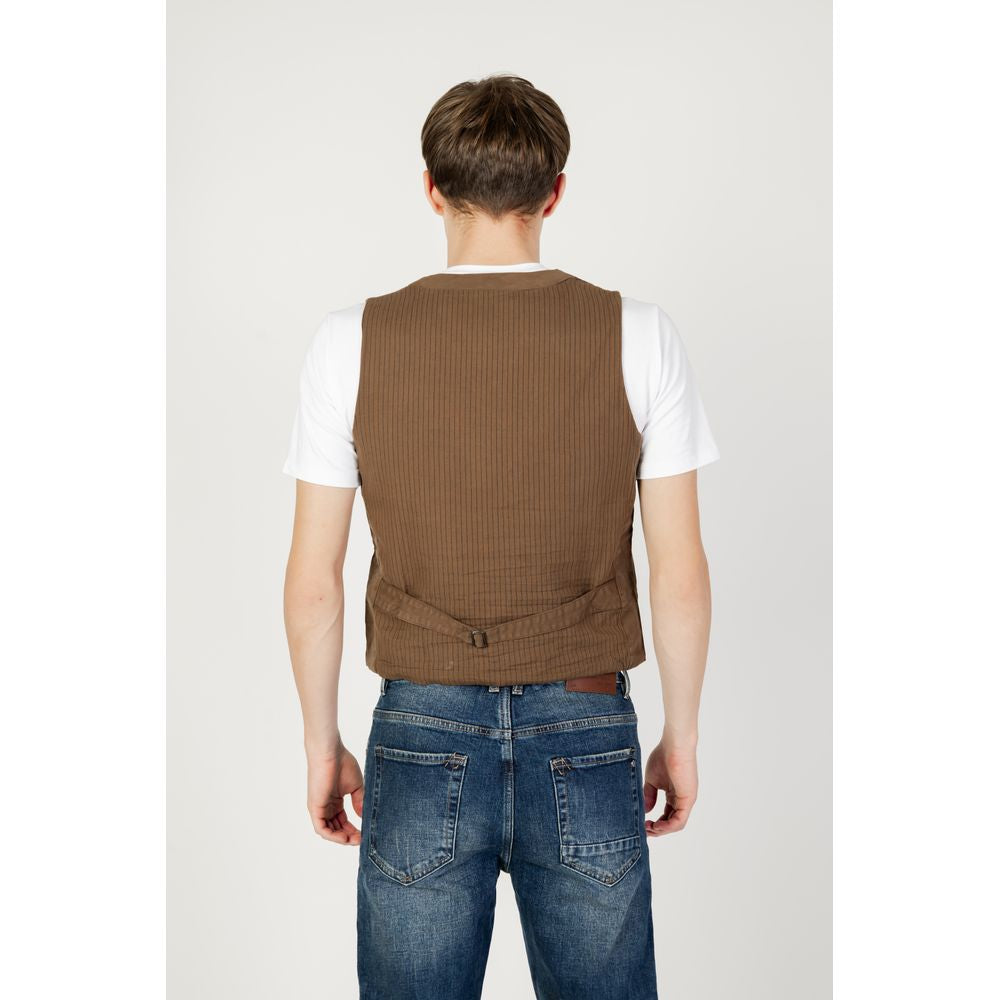 Gianni Lupo Brown Cotton Vest - IT44 | S