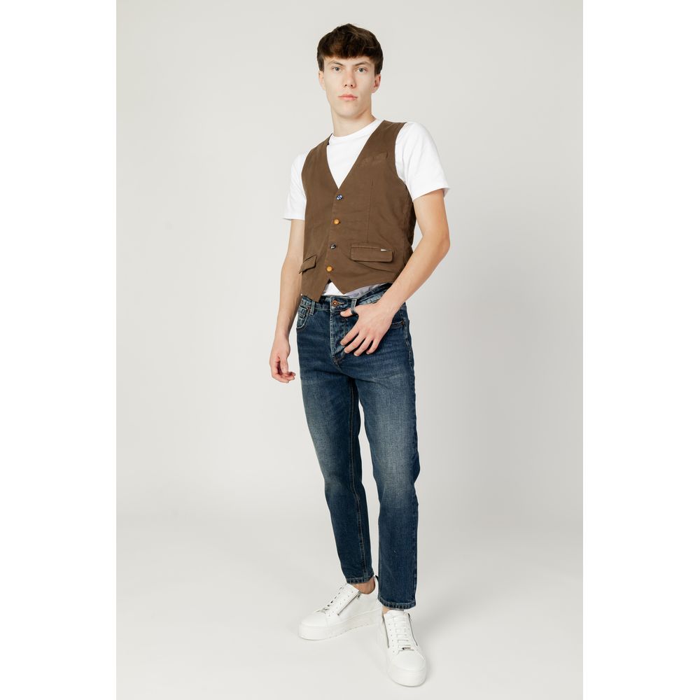 Gianni Lupo Brown Cotton Vest - IT44 | S