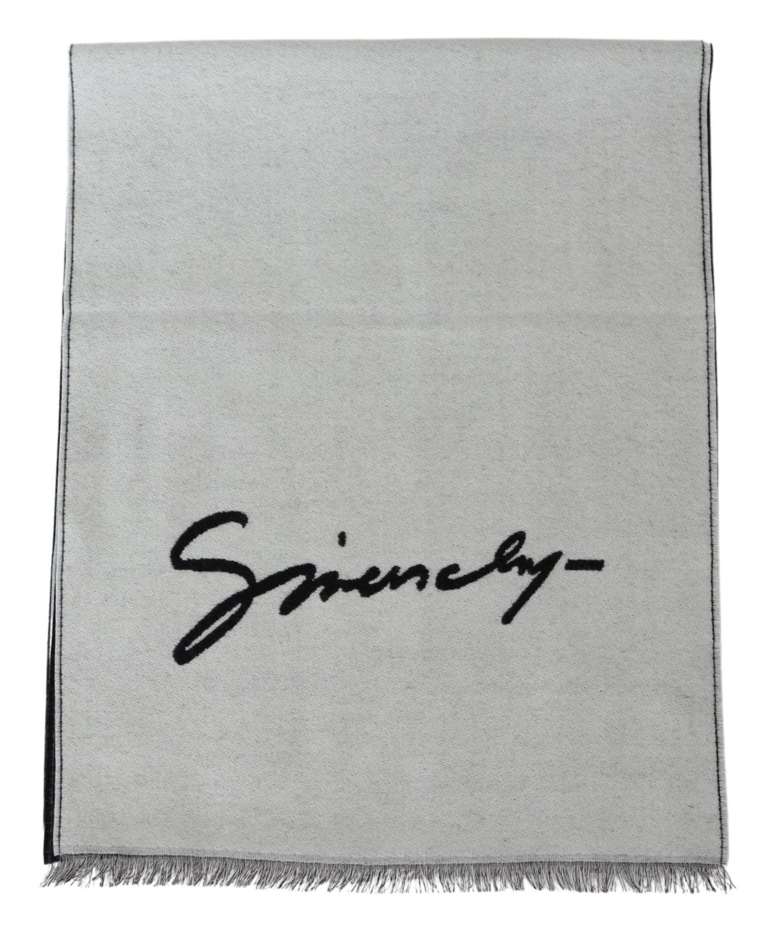 Givenchy Elegant Monochrome Wool-Silk Blend Scarf