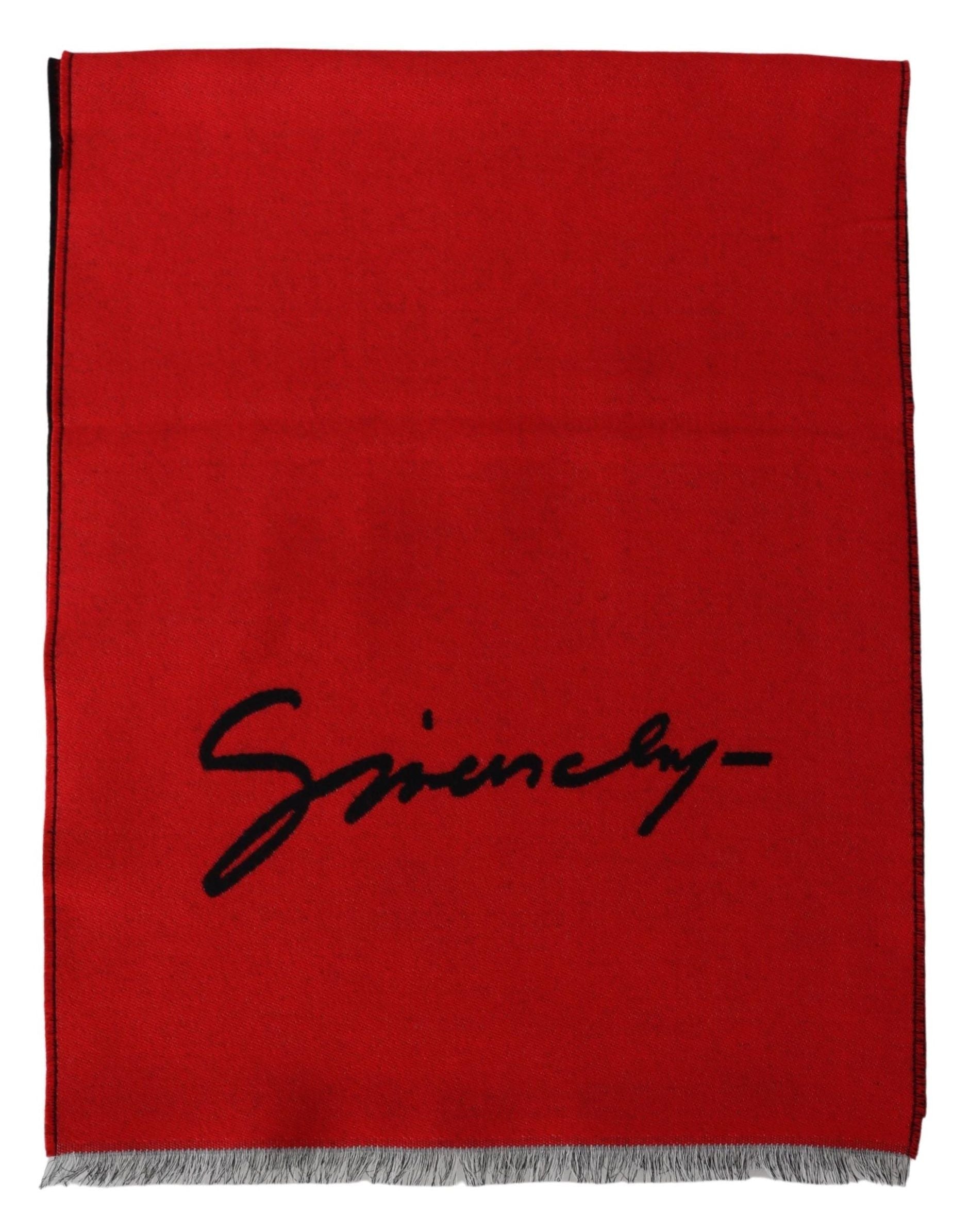 Givenchy Elegant Red Wool Blend Unisex Scarf