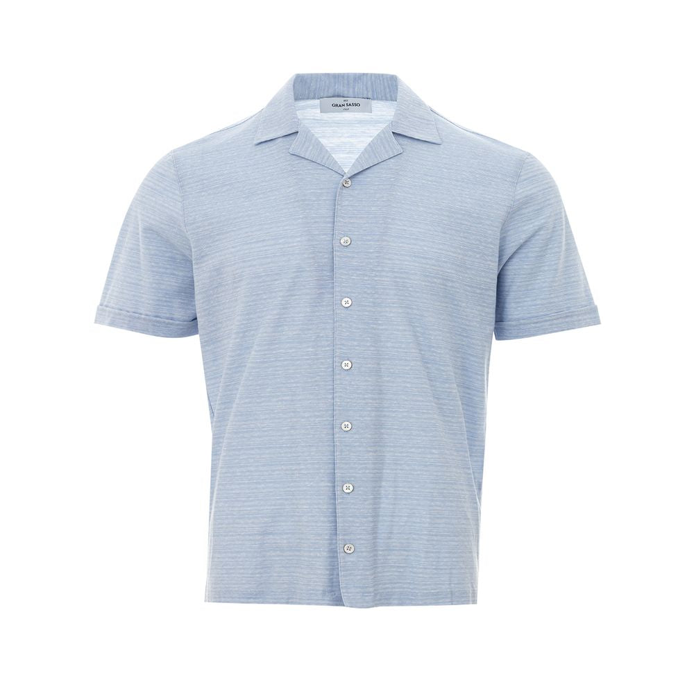 Gran Sasso Elegant Light Blue Linen-Cotton Men’s Shirt - IT50 | L