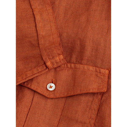 Gran Sasso Elegant Linen Brown Shirt for Men - IT50 | L