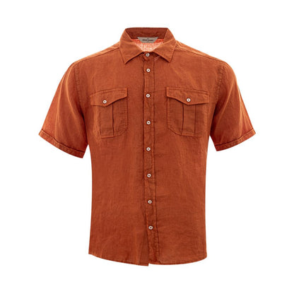 Gran Sasso Elegant Linen Brown Shirt for Men - IT50 | L