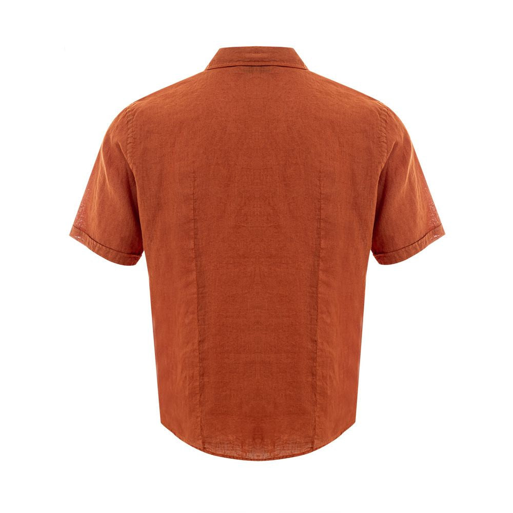 Gran Sasso Elegant Linen Brown Shirt for Men - IT50 | L