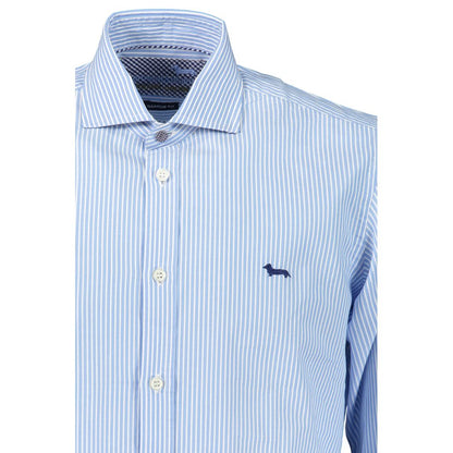 Harmont & Blaine Elegant Light Blue Striped Cotton Shirt - XXL