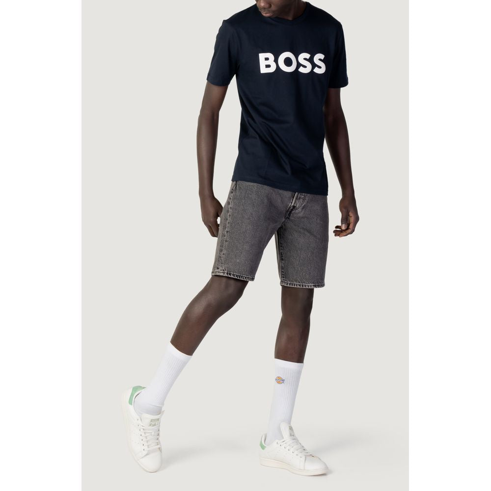 Hugo Boss Blue Cotton T-Shirt - IT44 | S