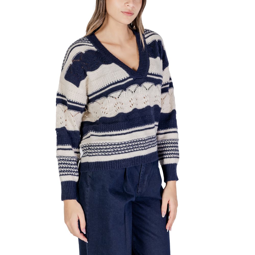 ICHI Blue Polyester Polyester Sweater