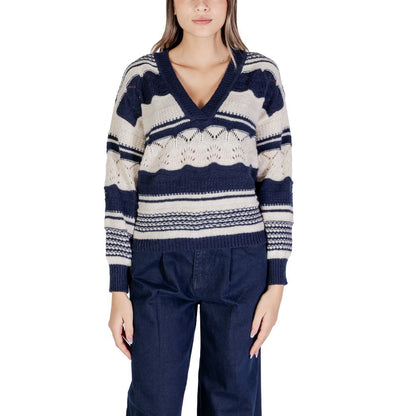 ICHI Blue Polyester Polyester Sweater