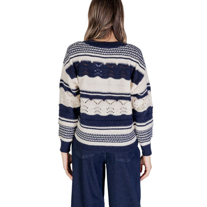 ICHI Blue Polyester Polyester Sweater