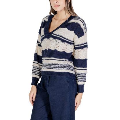 ICHI Blue Polyester Polyester Sweater