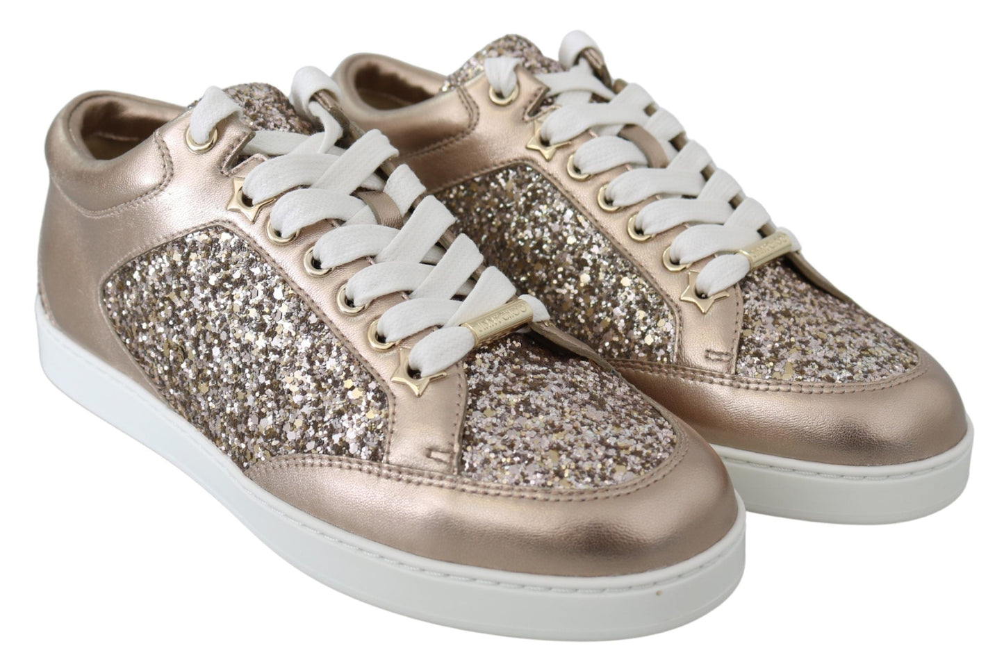 Jimmy Choo Ballet Pink Glitter Leather Sneakers - EU34.5/US4.5