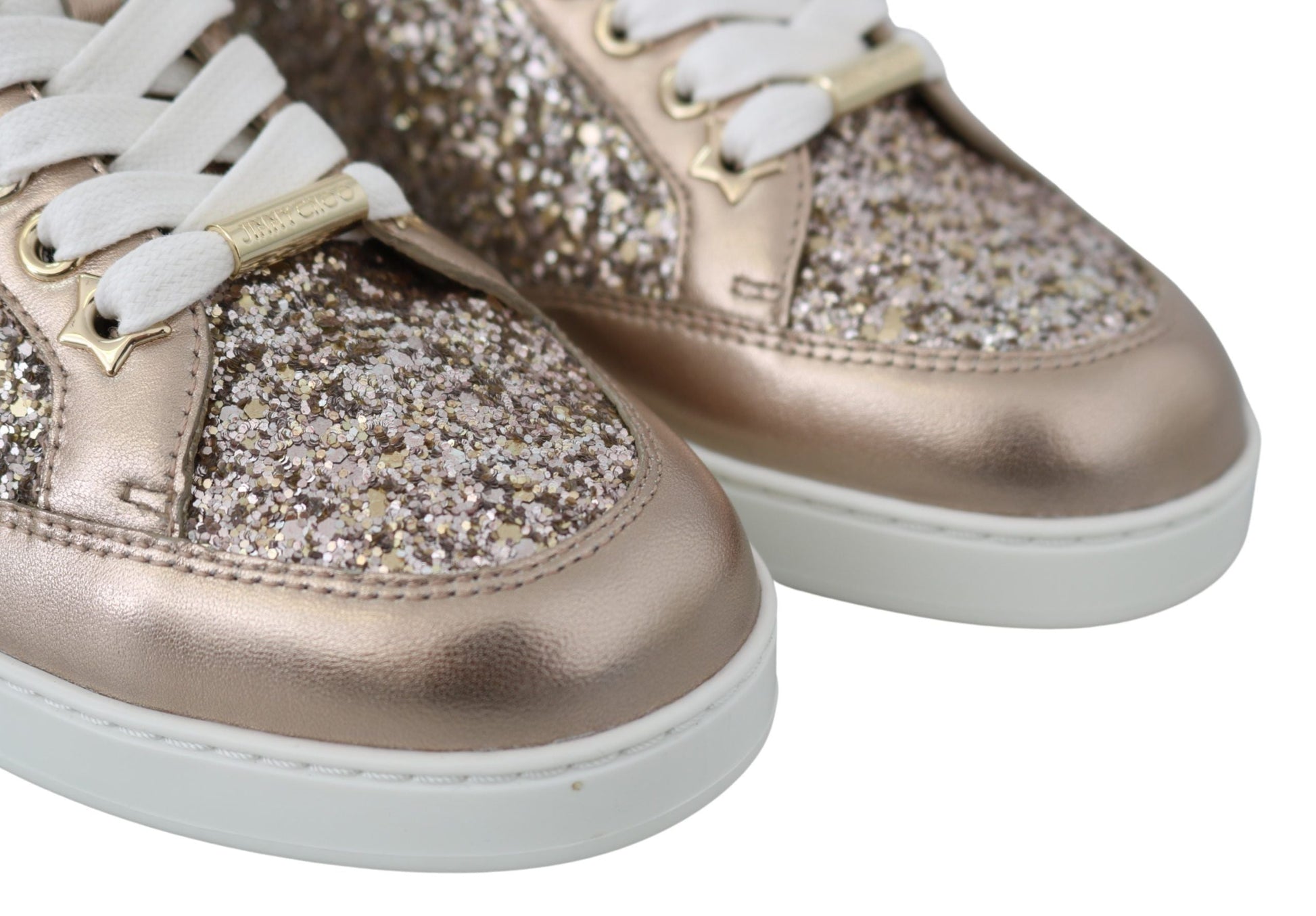 Jimmy Choo Ballet Pink Glitter Leather Sneakers - EU34.5/US4.5