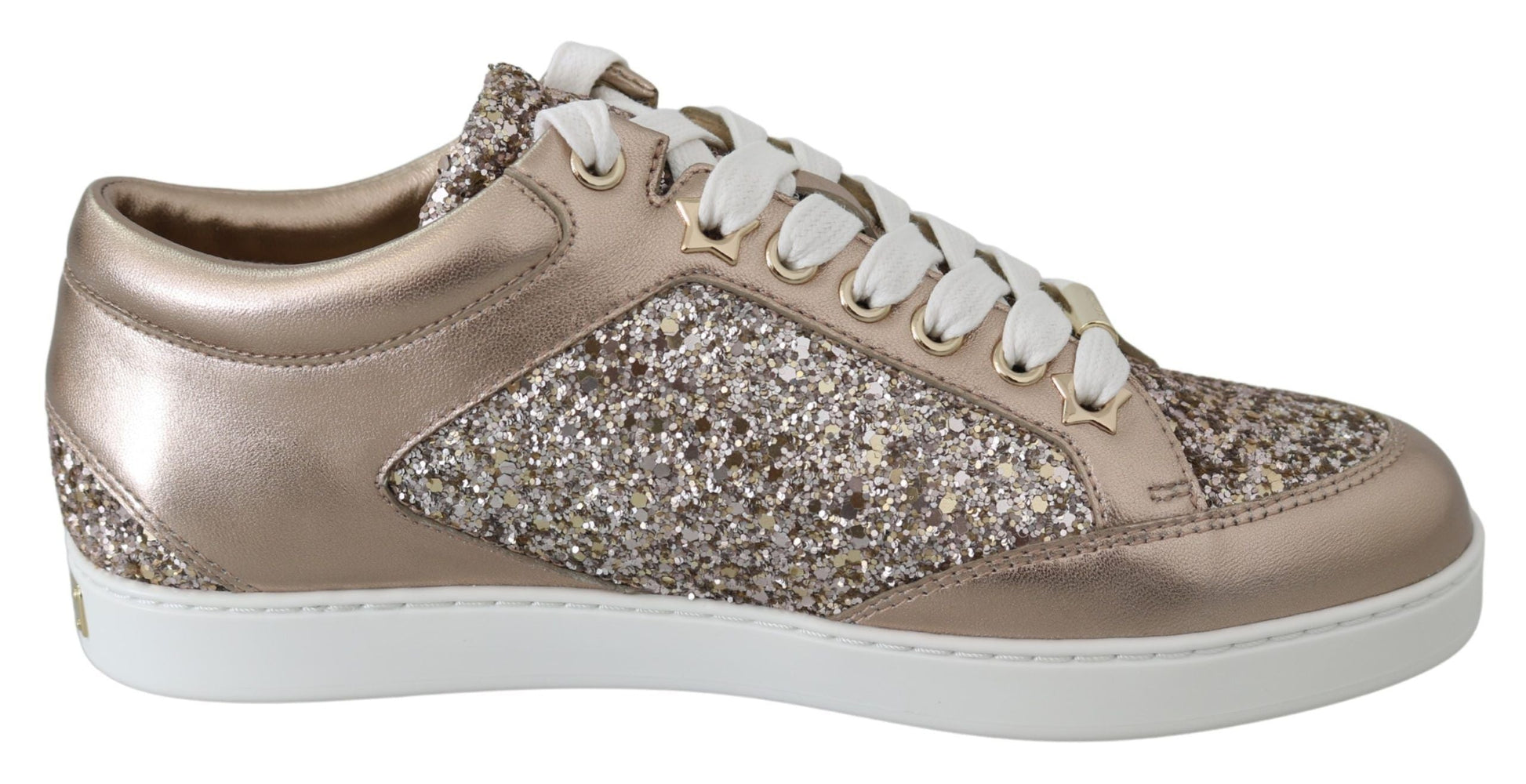 Jimmy Choo Ballet Pink Glitter Leather Sneakers - EU34.5/US4.5