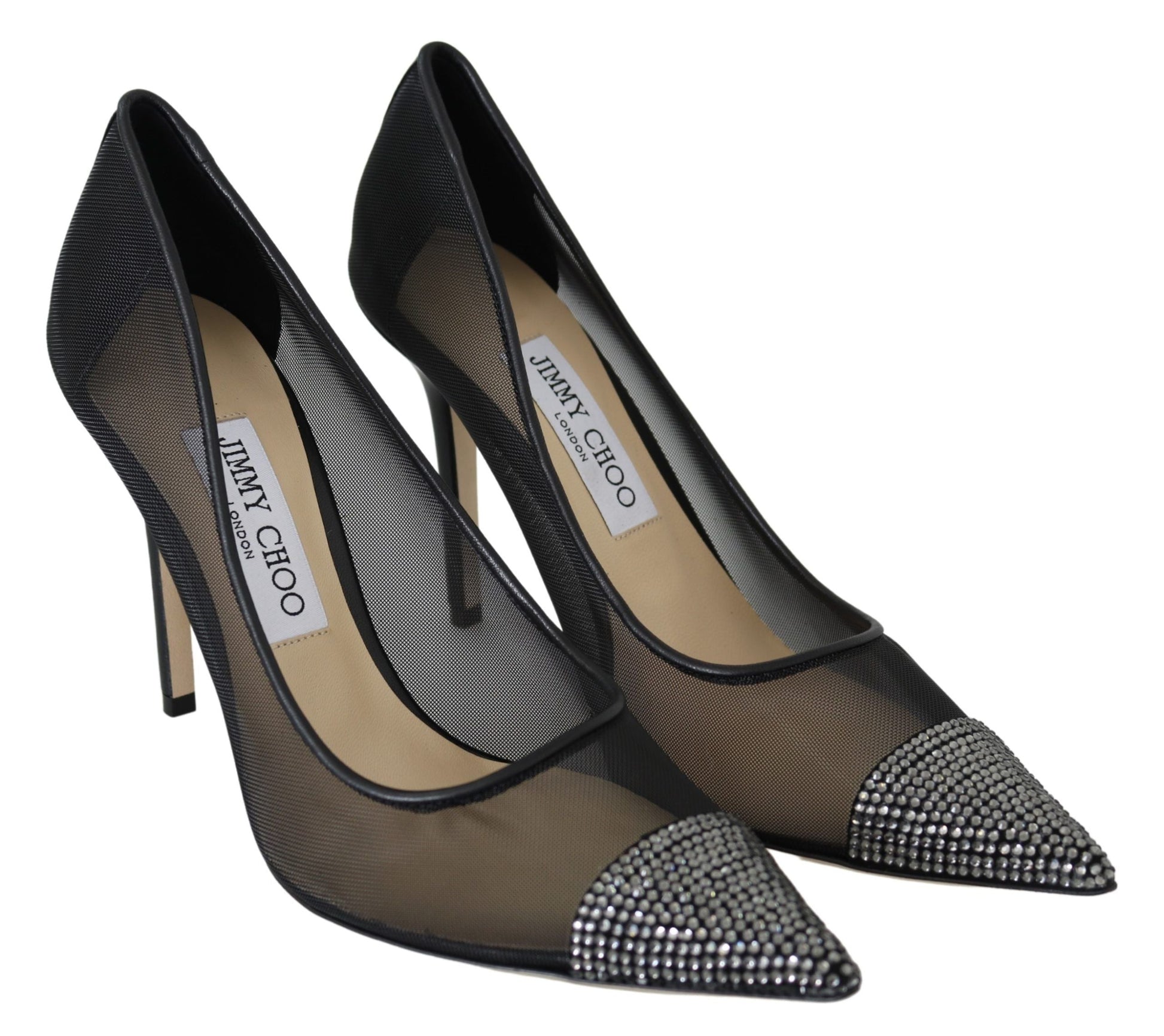 Jimmy Choo Elegant Black Mesh Crystal Pumps - EU36/US6