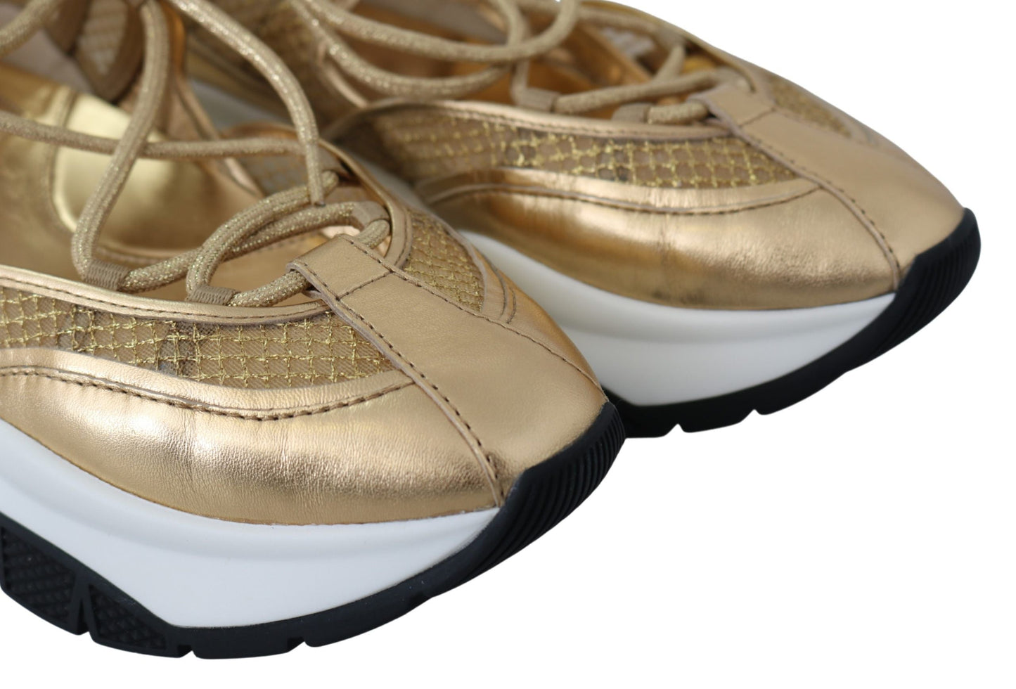 Jimmy Choo Golden Glamour Mesh Leather Sneakers - EU36/US6