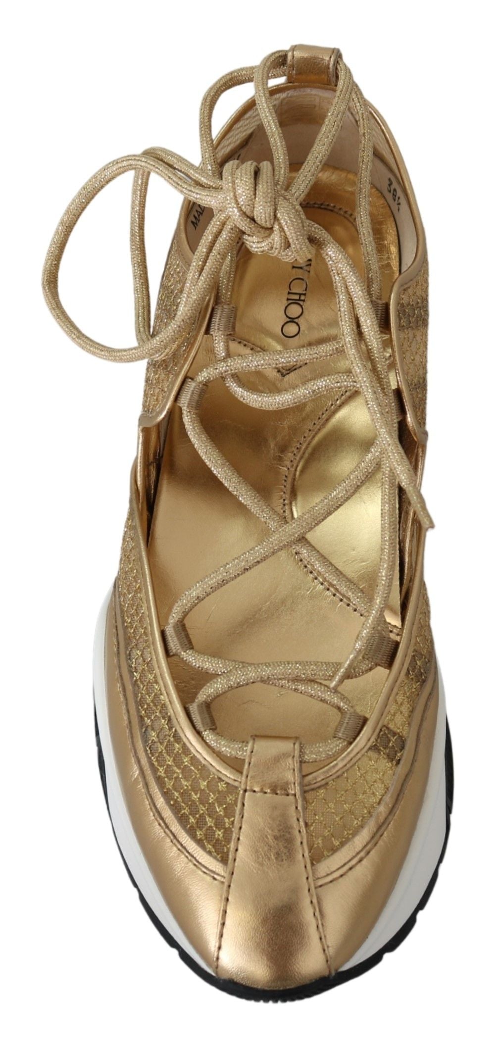 Jimmy Choo Golden Glamour Mesh Leather Sneakers - EU36/US6