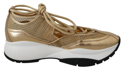 Jimmy Choo Golden Glamour Mesh Leather Sneakers - EU36/US6