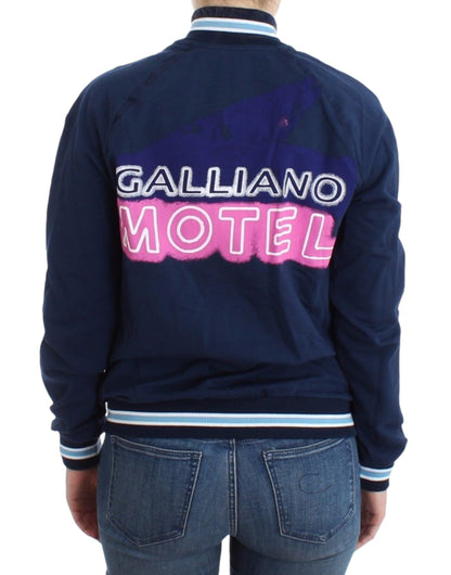 John Galliano Chic Blue Zip Cardigan with Logo Detail