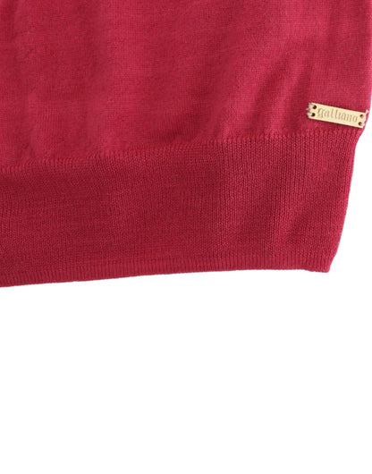 John Galliano Elegant Pink Sleeveless Wool Knit Top - S