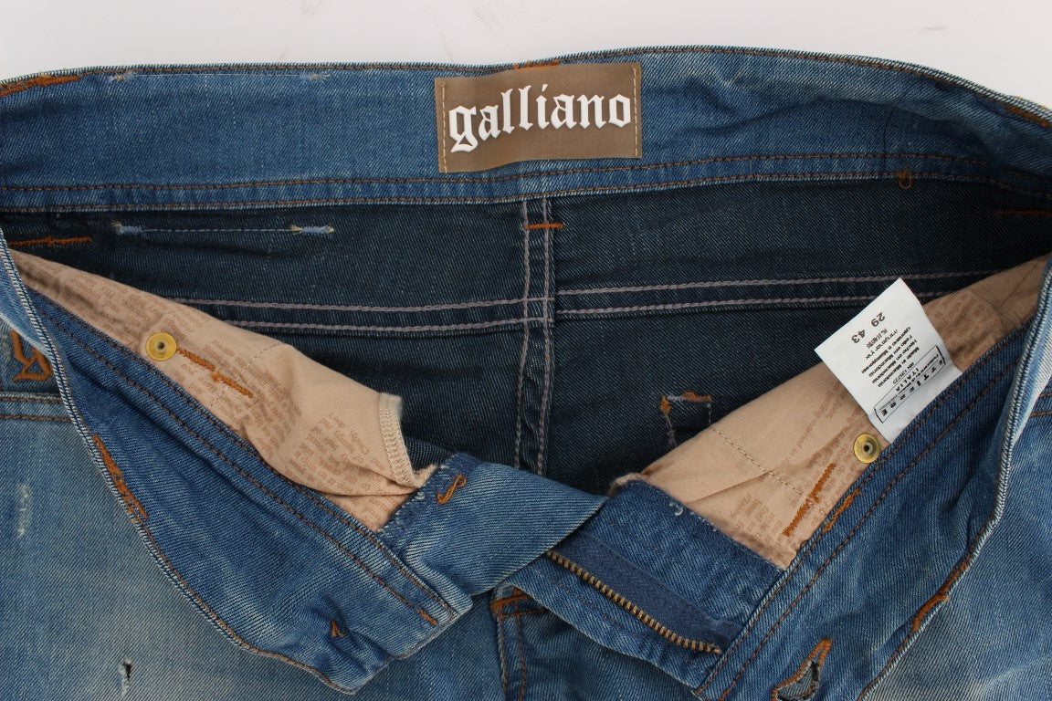 John Galliano Sleek Blue Slim Fit Designer Jeans - W29