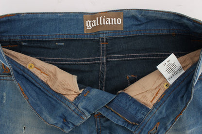 John Galliano Sleek Blue Slim Fit Designer Jeans - W29