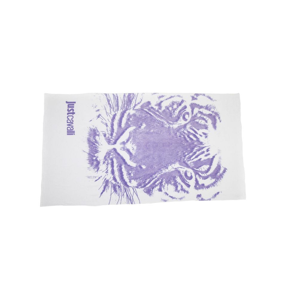 Just Cavalli White Cotton Men Beach Towel - Unisex