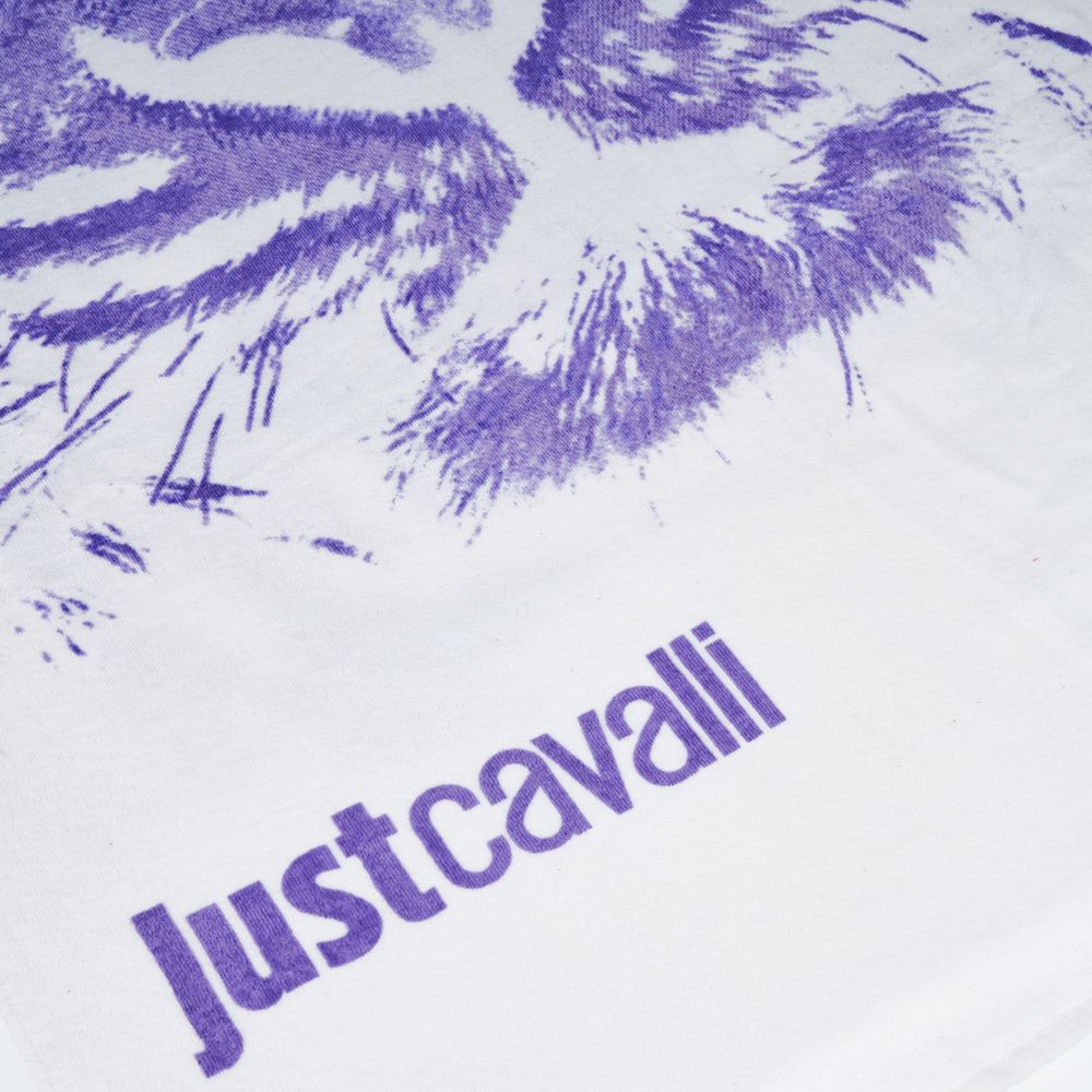 Just Cavalli White Cotton Men Beach Towel - Unisex