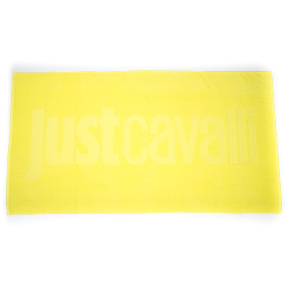 Just Cavalli Yellow Cotton Men Beach Towel - Unisex