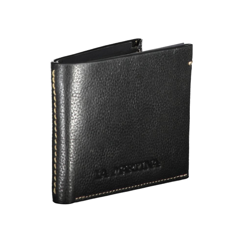 La Martina Black Leather Men Wallet