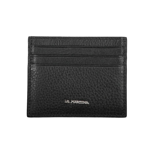 La Martina Black Leather Men Wallet