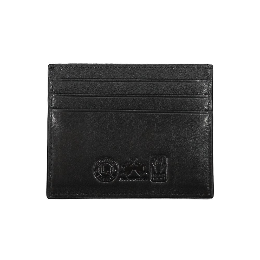 La Martina Black Leather Men Wallet