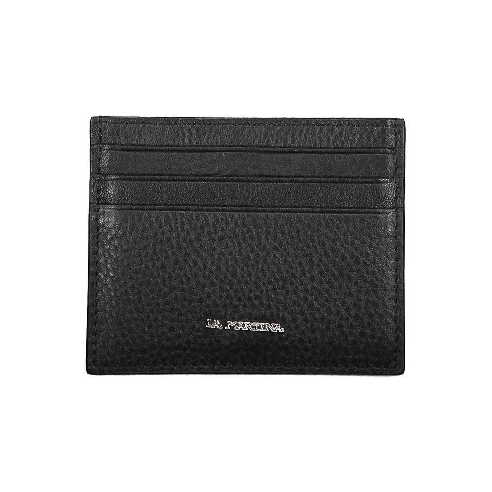 La Martina Black Leather Men Wallet