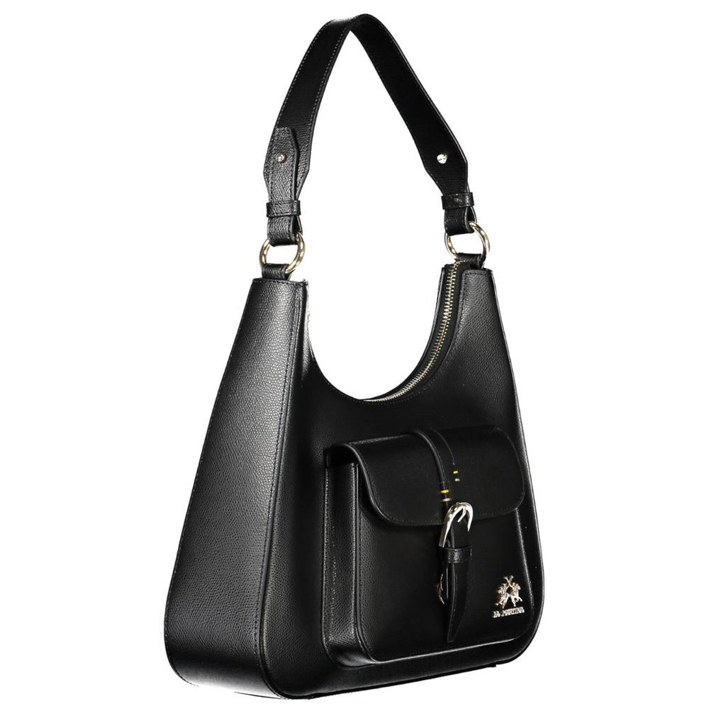 La Martina Black Leather Women Handbag