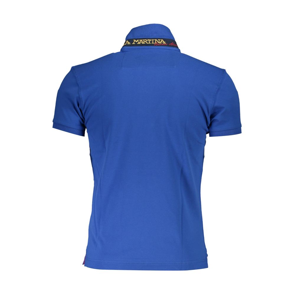 La Martina Blue Cotton Men Polo Shirt - XXL