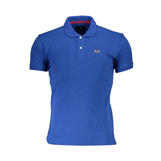 La Martina Blue Cotton Men Polo Shirt - XXL