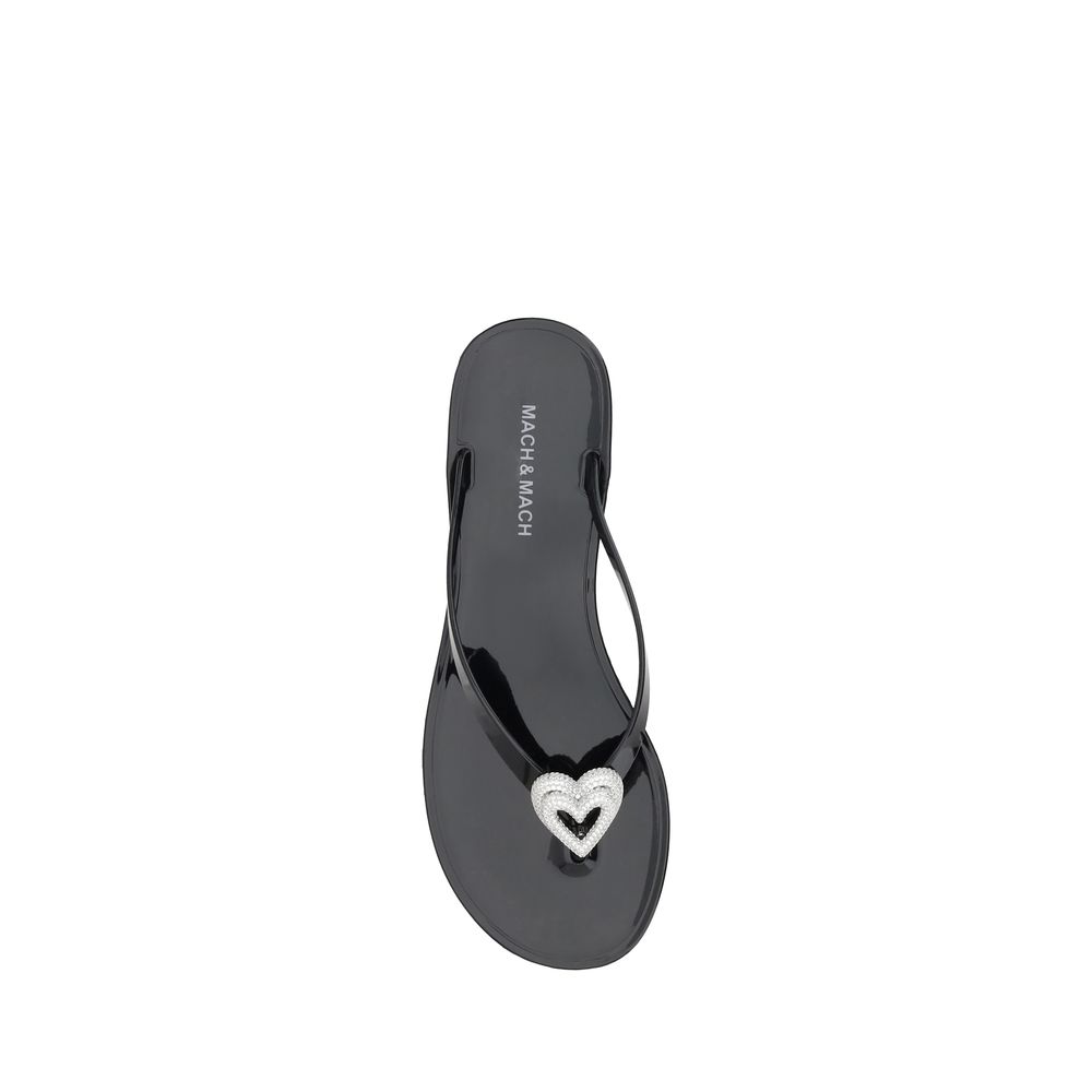 MACH & MACH Flip-flop Sandals with double heart - EU36/US6