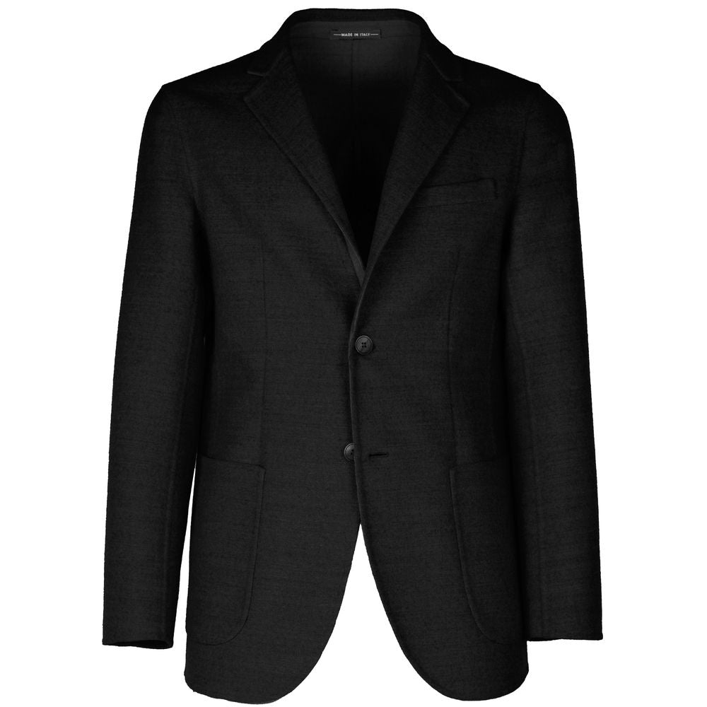 Made in Italy Black Wool Vergine Blazer - IT48 | M