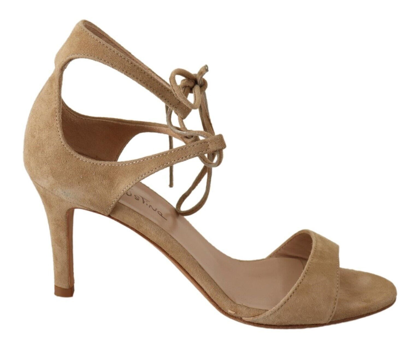 Maria Christina Elegant Beige Suede Ankle Strap Heels - EU35/US4.5