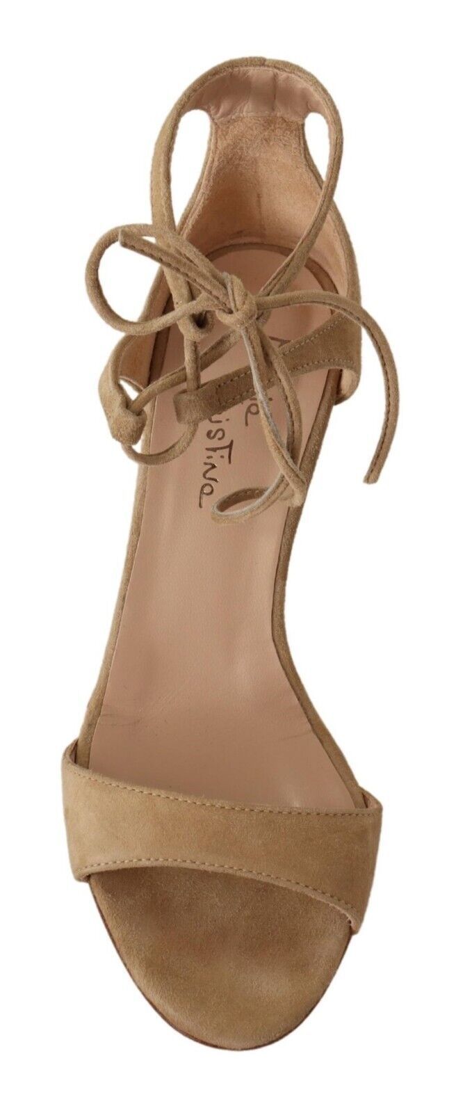 Maria Christina Elegant Beige Suede Ankle Strap Heels - EU35/US4.5