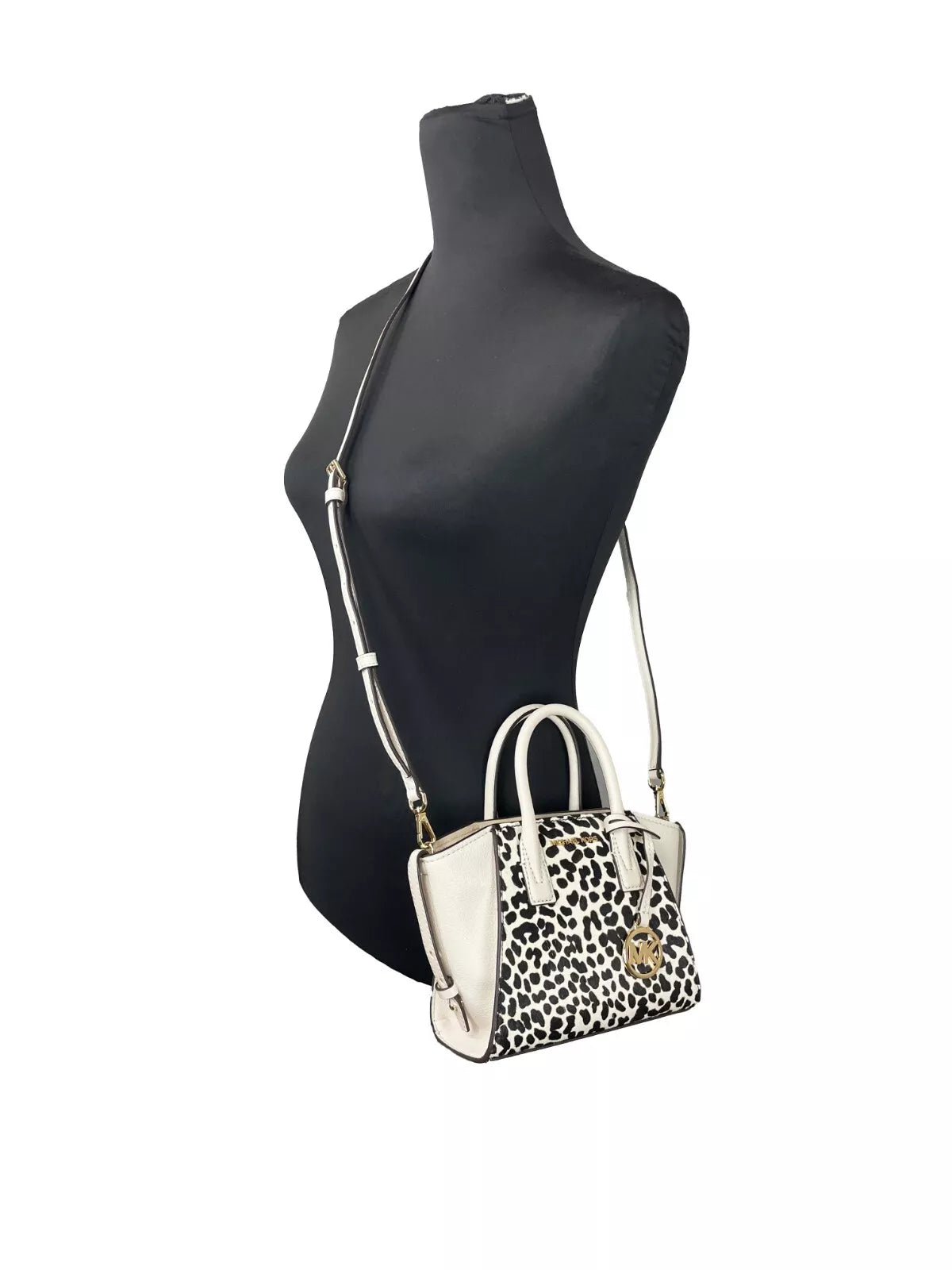 Michael Kors Avril XS Cream Cheetah Satchel Crossbody Bag Purse